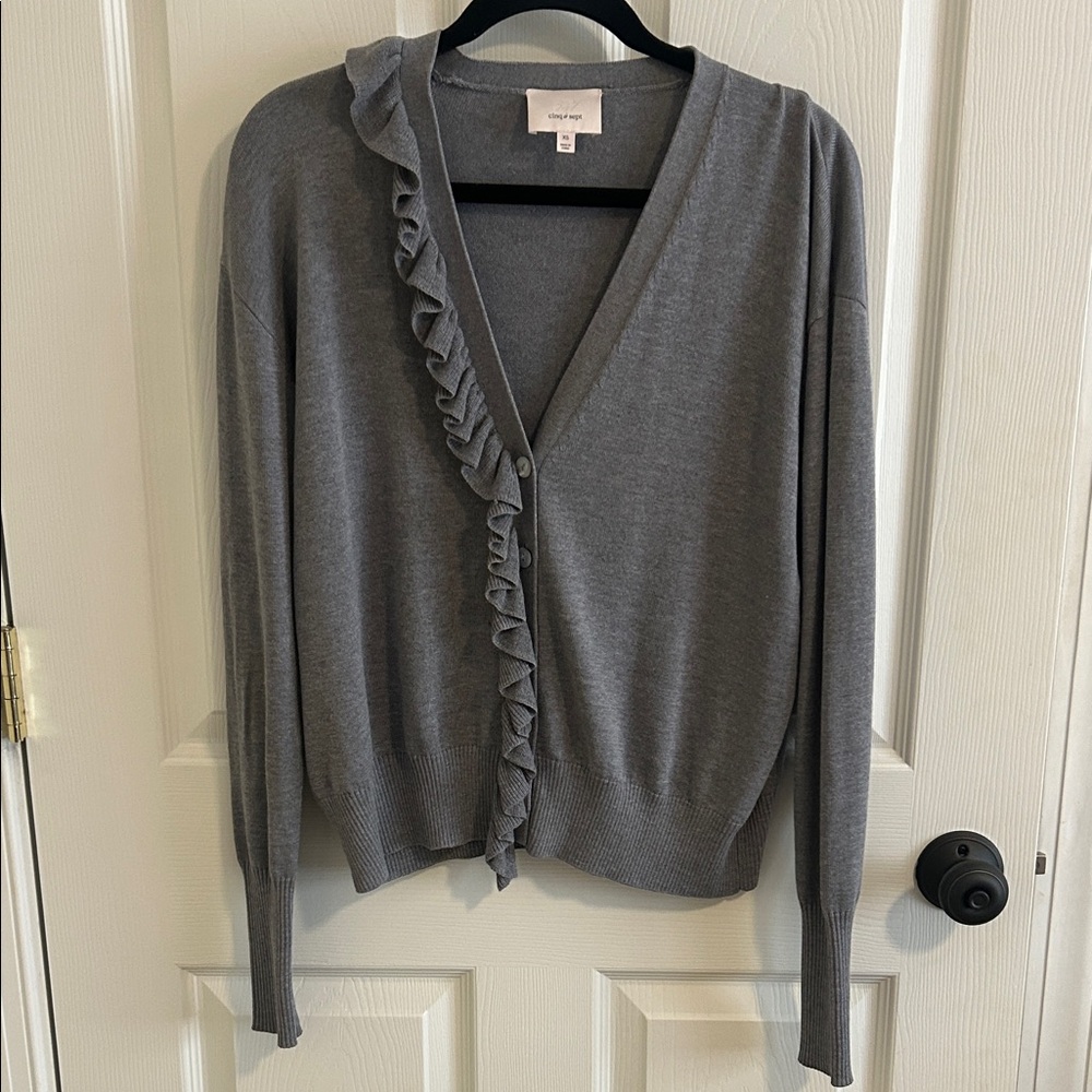Cinq A Sept Tous Les Jours Gaetana Silk Cashmere Ruffle Trim Cardigan Sweater XS - Picture 3 of 8